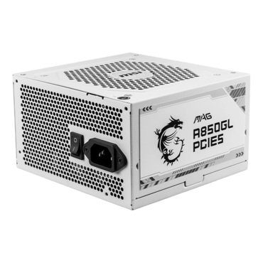 MAG A850GL PCIE5 WHITE, 80 PLUS Gold 850W, Fully Modular, ATX Power Supply