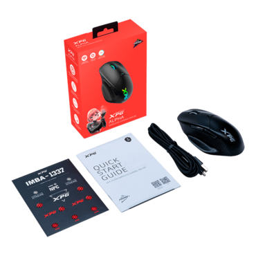 ALPHA WIRELESS, 3 RGB Zones, 16000-dpi, Wired/Bluetooth/Wireless, Black, Optical Gaming Mouse