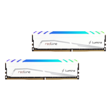 32GB (2 x 16GB) Redline Lumina White DDR5 6400MT/s, CL30, White, RGB LED, DIMM Memory