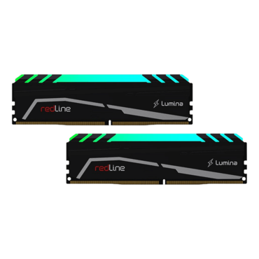 64GB (2 x 32GB) Redline Lumina DDR5 6400MT/s, CL30, Black, RGB LED, DIMM Memory