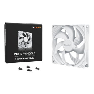 Pure Wings 3 140mm PWM White, 1200 RPM, 57.4 CFM, 21.9 dBA, Cooling Fan