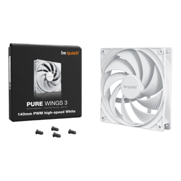 Pure Wings 3 140mm PWM high-speed White, 1800 RPM, 72.2 CFM, 30.5 dBA, Cooling Fan