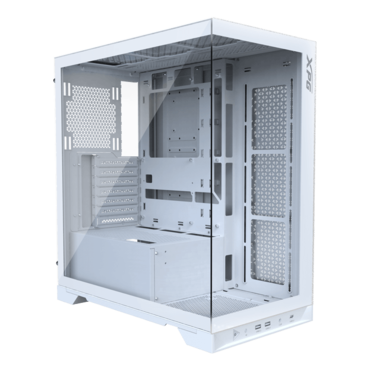 INVADER X, Tempered Glass, No PSU, ATX, White, Mid Tower Case