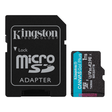 1TB Canvas Go Plus, Class 10, UHS-I, U3, V30, A2, microSD Memory Card w/ SD Adapter