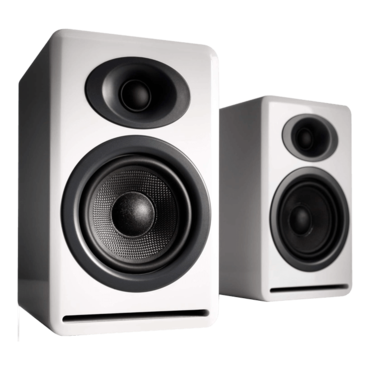 P4-WHT, Wired, Hi-Gloss Piano White, 2.0 Channel Bookshelf Speakers