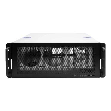 R400LC (Support up to 360mm AIO), 4x 3.5" Internal Bays, No PSU, CEB, Black/Grey, 4U Chassis - TAA Compliant