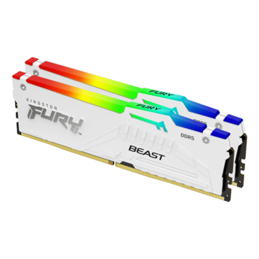32GB (2 x 16GB) FURY Beast DDR5 6800MHz, EXPO, CL34, White, RGB LED, DIMM Memory