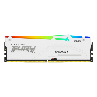 32GB (2 x 16GB) FURY Beast DDR5 6800MHz, EXPO, CL34, White, RGB LED, DIMM Memory