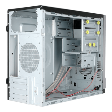 EM048, 450W PSU, microATX, Black, Mini Tower Case - TAA Compliante