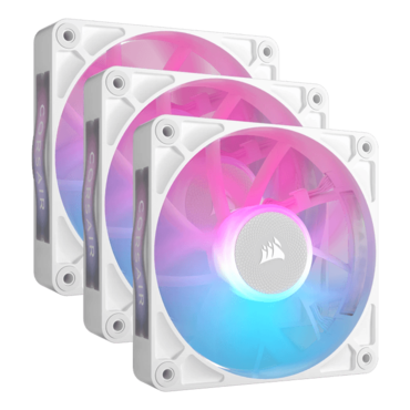 iCUE LINK RX120 RGB 3 x 120mm, White, w/ Controller, RGB LEDs, 2100 RPM, 73.5 CFM, 36 dBA, Cooling Fan