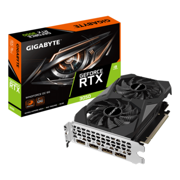 GeForce RTX™ 3050 WINDFORCE OC 6G, 1470 - 1477MHz, 6GB GDDR6, Graphics Card
