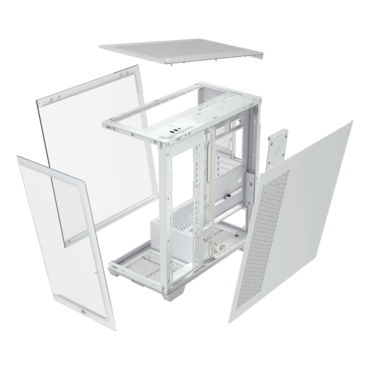 3500X Tempered Glass, No PSU, E-ATX, White, Mid Tower Case