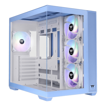 View 380 TG ARGB, Tempered Glass, No PSU, ATX, Blue, Mid Tower Case