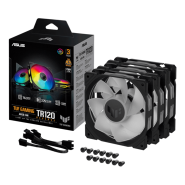 TUF Gaming TR120 ARGB Reverse 3 x 120mm, ARGB LEDs, 2000 RPM, 76.3 CFM, 29 dBA, Cooling Fans