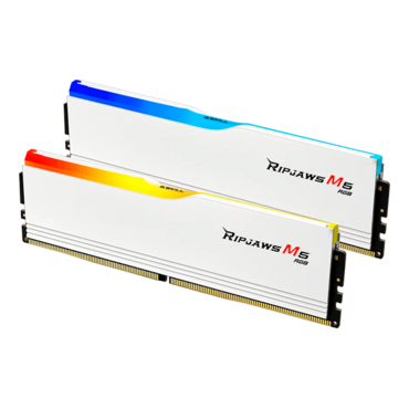32GB (2 x 16GB) Ripjaws M5 RGB DDR5 5200MT/s, CL40, White, RGB LED, DIMM Memory - TAA Compliant