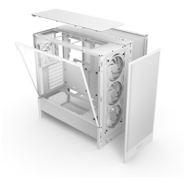 H5 Flow RGB (2024), Tempered Glass, No PSU, E-ATX, White, Mid Tower Case
