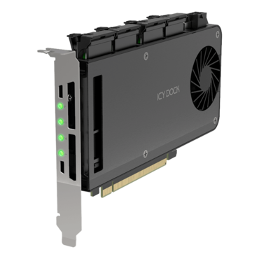 ExpressSlot MB204MP-B Removable 4 Bay M.2 NVMe SSD Mobile Rack Enclosure/Adapter Card for PCIe Expansion Slot 