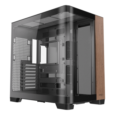 C8 CURVE WOOD, Tempered Glass, No PSU, E-ATX, Black, Full Tower Case