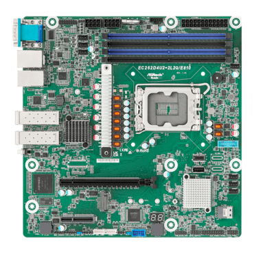 EC262D4U2-2L2Q/E810, Intel® C262, LGA 1700, DDR5-4400 128GB ECC UDIMM / 4, VGA, M.2, SlimSAS, USB 3.2 Gen1 / 2, 25GbLAN / 2, 1GbLAN / 2, microATX OEM