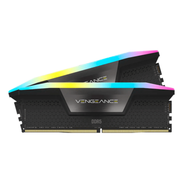 96GB (2 x 48GB) VENGEANCE® RGB DDR5 5200MT/s, CL38, Black, RGB LED, DIMM Memory