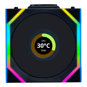 UNI FAN SL Wireless LCD 120 Reverse Blade 120mm, ARGB LEDs, 1900 RPM, 51.45 CFM, 31 dBA, Cooling Fan