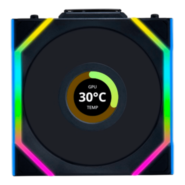 UNI FAN SL Wireless LCD 120 3 x 120mm, w/ Controller, ARGB LEDs, 1900 RPM, 58.08 CFM, 29.5 dBA, Cooling Fans