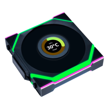 UNI FAN SL Wireless LCD 120 3 x 120mm, w/ Controller, ARGB LEDs, 1900 RPM, 58.08 CFM, 29.5 dBA, Cooling Fans