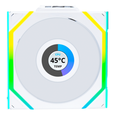 UNI FAN SL Wireless LCD 120 120mm, White, ARGB LEDs, 1900 RPM, 58.08 CFM, 29.5 dBA, Cooling Fan