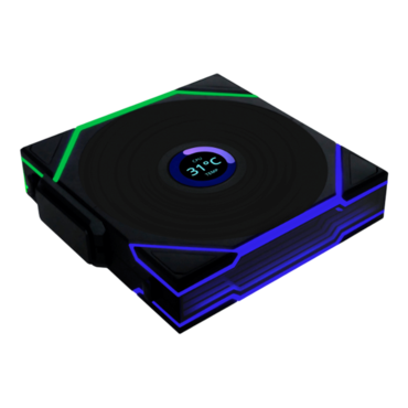 UNI FAN TL120 LCD Wireless 3 x 120mm, w/ Controller, ARGB LEDs, 1900 RPM, 62 CFM, 27 dBA, Cooling Fans