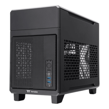 TR100, No PSU, Mini-ITX, Black, Mini Tower Case