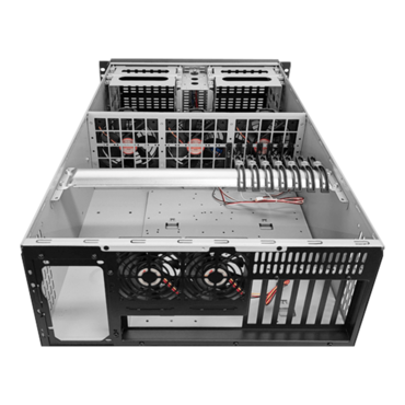 D-406L-EC, 6x 5.25&quot; + 2x 3.5&quot; Bays, E-ATX, No PSU, Black, 4U Chassis