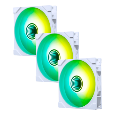 M25G2-140 Reverse 3 x 140mm, White, D-RGB LEDs, 1800 RPM, 100.07 CFM, 40.95 dBA, Cooling Fans