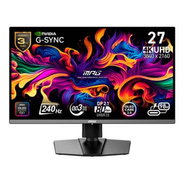 MPG 272URX QD-OLED, DisplayHDR™ 400, 26.5&quot; QD-OLED, 3840 x 2160 (4K UHD), 0.03 ms, 240Hz, G-SYNC® Compatible Gaming Monitor