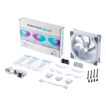 D30-140 140mm, White, D-RGB LEDs, 1800 RPM, 71.93 CFM, 29.5 dBA, Cooling Fan