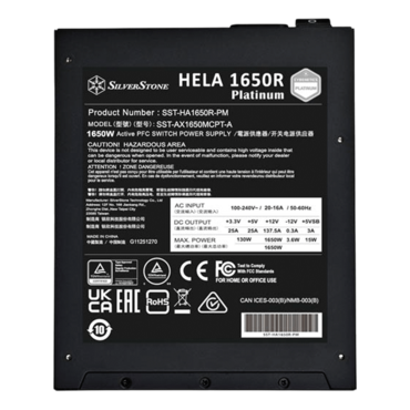 HELA 1650R, 80 PLUS Platinum 1650W, Fully Modular, ATX Power Supply
