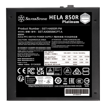 HELA 850R, 80 PLUS Platinum 850W, Fully Modular, ATX Power Supply
