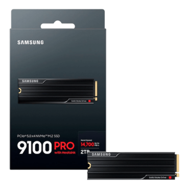 2TB 9100 PRO, w/ Heatsink, 14700 / 13400 MB/s, V-NAND TLC (V8), PCIe NVMe 5.0 x4, M.2 2280 SSD