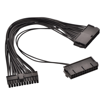 Dual PSU Adapter, 24 Pin Extension Cable Splitter for ATX Motherboard, 12.6 in / 32cm Black