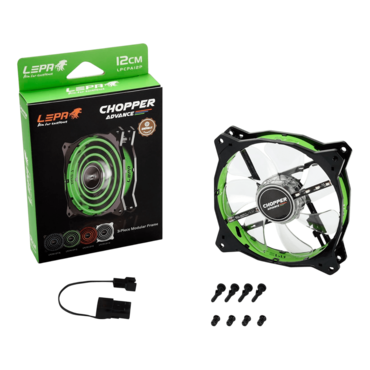 CHOPPER ADVANCE LPCPA12P-G120mm, Green LEDs, 1500 RPM, 70.38 CFM, 20 dBA, Cooling Fan