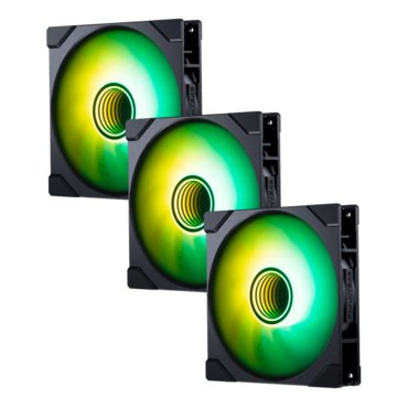 M25G2-140 Reverse 3 x 140mm, D-RGB LEDs, 1800 RPM, 100.07 CFM, 40.95 dBA, Cooling Fans