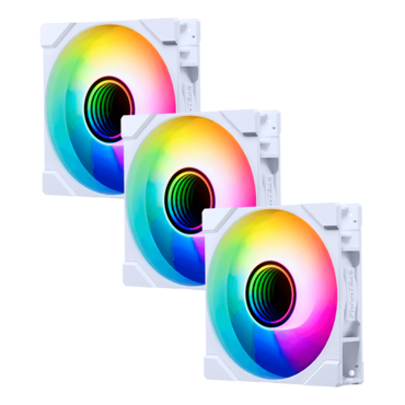 M25G2-120 Reverse 3 x 120mm, White, D-RGB LEDs, 2000 RPM, 73.69 CFM, 39.28 dBA, Cooling Fans