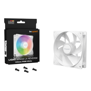 Light Wings LX Reverse 120mm, White, ARGB LEDs, 1500 RPM, 48.8 CFM, 28.5 dBA, Cooling Fan