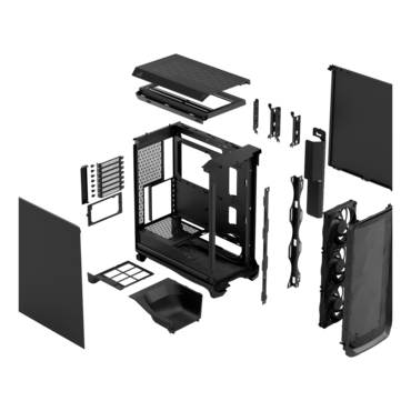 Meshify 3 Solid, No PSU, E-ATX, Black, Mid Tower Case