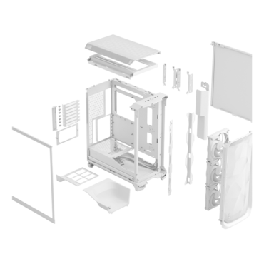 Meshify 3 TG Clear Tint, Tempered Glass, No PSU, E-ATX, White, Mid Tower Case