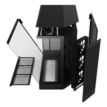H9 Flow (2025), Tempered Glass, No PSU, E-ATX, Black, Mid Tower Case