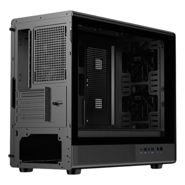 DIY-mATX06-Wood, Tempered Glass, No PSU, microATX, Black, Mini Tower Case