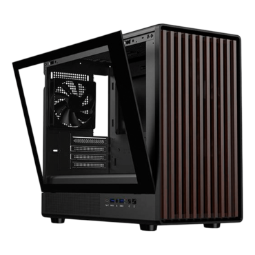 DIY-mATX06-Wood, Tempered Glass, No PSU, microATX, Black, Mini Tower Case