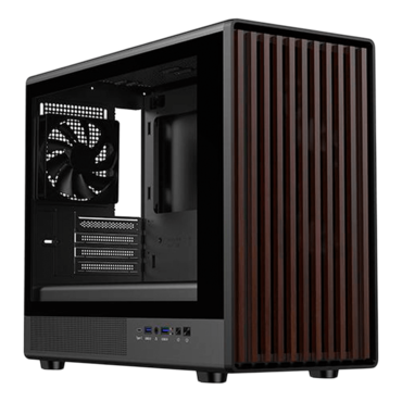 DIY-mATX06-Wood, Tempered Glass, No PSU, microATX, Black, Mini Tower Case