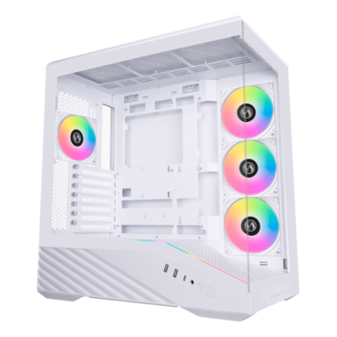 Vector V100R, Tempered Glass, No PSU, E-ATX, White, Mid Tower Case