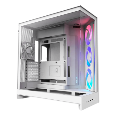 H9 Flow RGB, Tempered Glass, No PSU, E-ATX, White, Mid Tower Case
